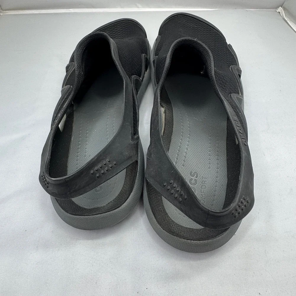 Crocs Swiftwater Mesh Deck Sandals Mens 13 Black Water‎ Shoes Hiking Boating